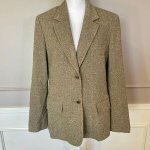 Evan Picone Vintage Tweed Blazer 12 Women's Preppy 90s Office Wool Brown